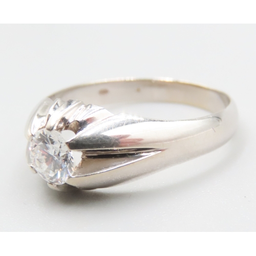 261 - Diamond Solitaire Belcher Set Ring Mounted in 14 Carat White Gold Ring Size U and a Half