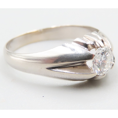 261 - Diamond Solitaire Belcher Set Ring Mounted in 14 Carat White Gold Ring Size U and a Half