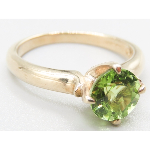 267 - Peridot Four Claw Set Solitaire Mounted in 9 Carat Yellow Gold Ring Size N