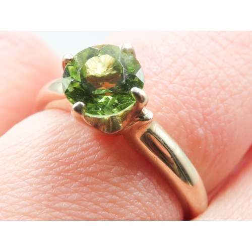 267 - Peridot Four Claw Set Solitaire Mounted in 9 Carat Yellow Gold Ring Size N