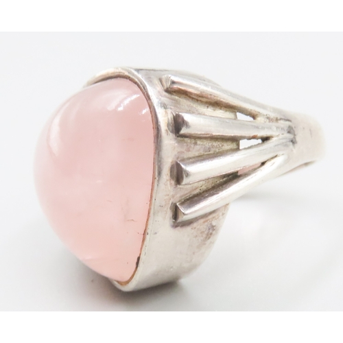 273 - Rose Quartz Set Statement Ring Mounted in Silver Ring Size P