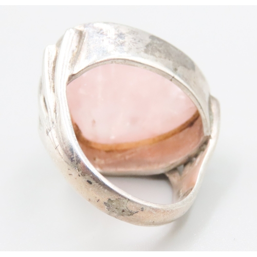 273 - Rose Quartz Set Statement Ring Mounted in Silver Ring Size P