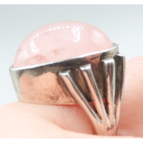 273 - Rose Quartz Set Statement Ring Mounted in Silver Ring Size P