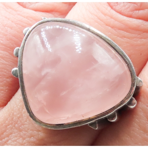 273 - Rose Quartz Set Statement Ring Mounted in Silver Ring Size P