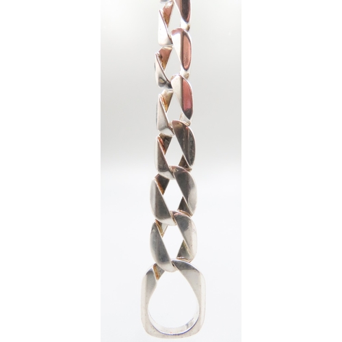 274 - Silver Flat Curb Link Bracelet 19cm Long