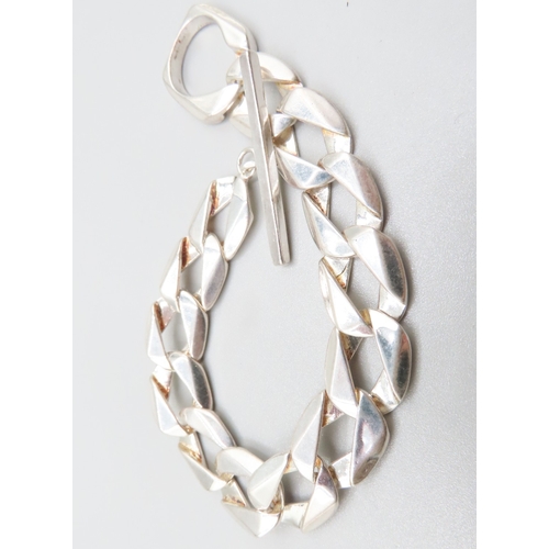 274 - Silver Flat Curb Link Bracelet 19cm Long