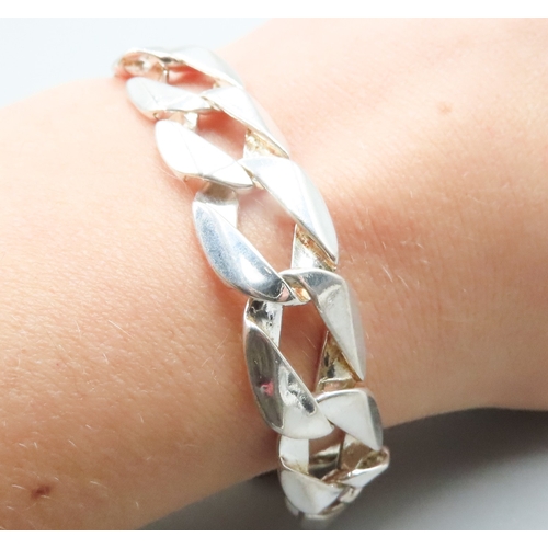 274 - Silver Flat Curb Link Bracelet 19cm Long