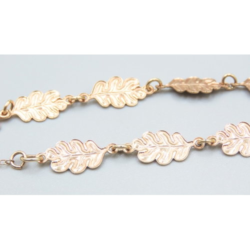 28 - 9 Carat Yellow Gold Leaf Form Link Bracelet 18cm Long