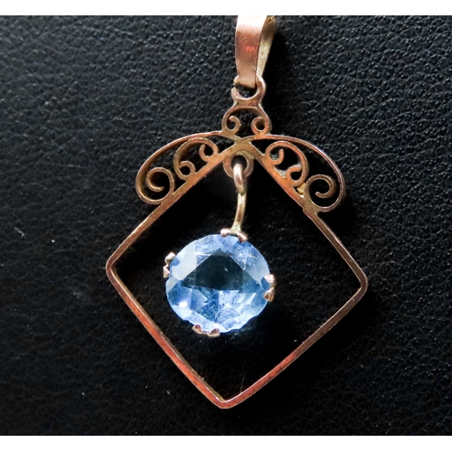 283 - Gemstone Set 9 Carat Yellow and Rose Gold Pendant 2cm High Set on 9 Carat Yellow Gold Chain 40cm Lon... 