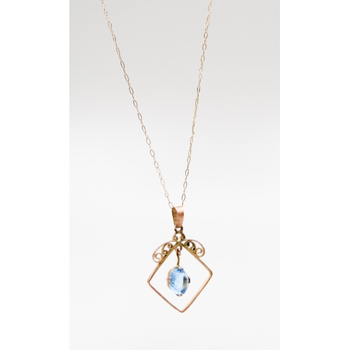 283 - Gemstone Set 9 Carat Yellow and Rose Gold Pendant 2cm High Set on 9 Carat Yellow Gold Chain 40cm Lon... 