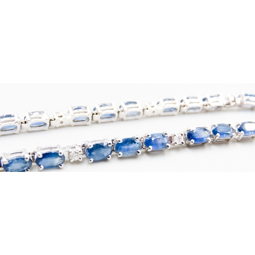 285 - Sapphire Twenty Seven Stone Set Bracelet with Further Diamond  Insets Mounted in 9 Carat White Gold ... 