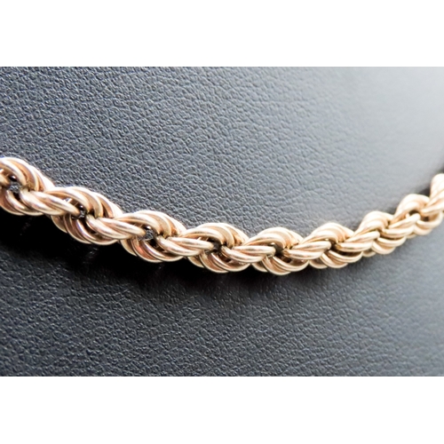 286 - 9 Carat Yellow Gold Rope Chain Necklace 46cm Long