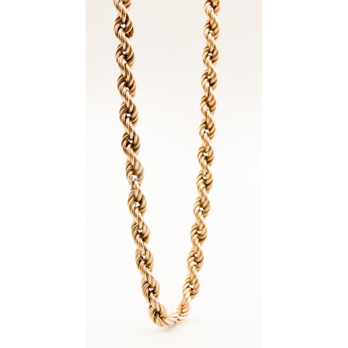 286 - 9 Carat Yellow Gold Rope Chain Necklace 46cm Long