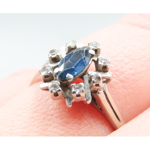 287 - Attractively Detailed Sapphire and Diamond Set Ladies Cluster Ring Mounted in 14 Carat White Gold Ri... 