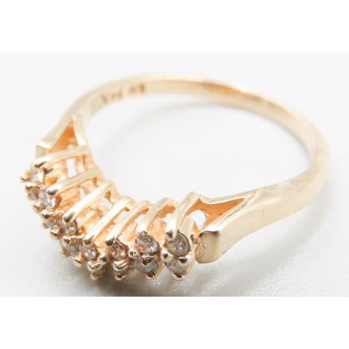 288 - Diamond Set Two Row Wishbone Ring Mounted in 14 Carat Yellow Gold Ring Size M and a Half