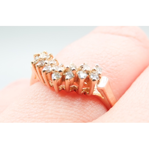 288 - Diamond Set Two Row Wishbone Ring Mounted in 14 Carat Yellow Gold Ring Size M and a Half