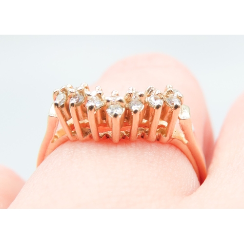 288 - Diamond Set Two Row Wishbone Ring Mounted in 14 Carat Yellow Gold Ring Size M and a Half