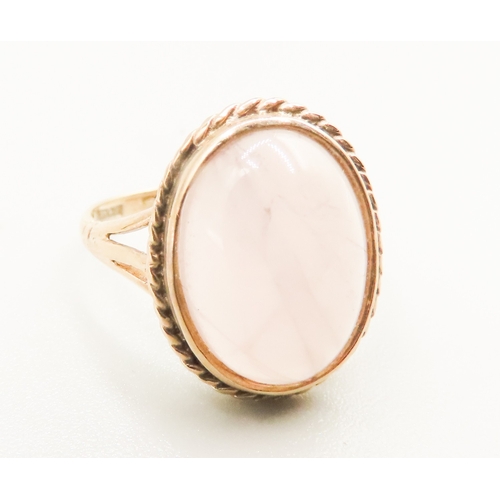 294 - Rose Quartz Set Single Stone Ring Mounted in 9 Carat Yellow Gold Ring Size O