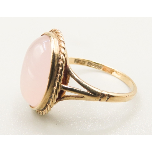 294 - Rose Quartz Set Single Stone Ring Mounted in 9 Carat Yellow Gold Ring Size O