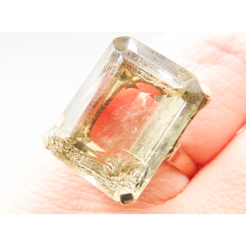 296 - Emerald Cut Citrine Set Single Stone Ring Mounted in 9 Carat Yellow Gold Ring Size L