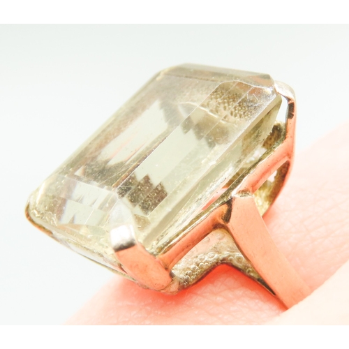 296 - Emerald Cut Citrine Set Single Stone Ring Mounted in 9 Carat Yellow Gold Ring Size L