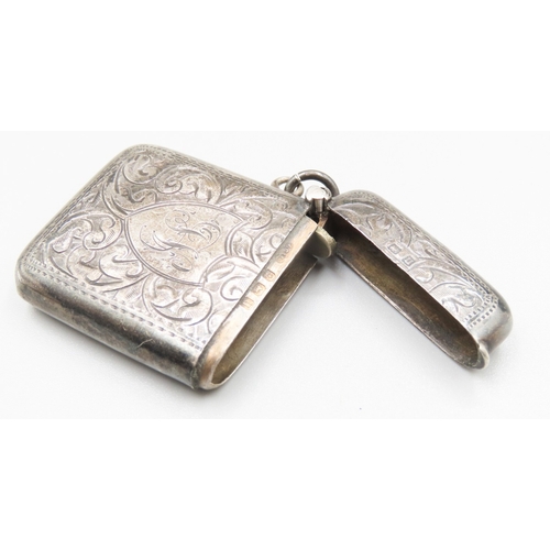 299 - Silver Vesta Case Incised Detailing 5cm by 4cm