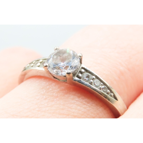 302 - Gemstone Set Solitaire with Further Gemstones Set to Shoulders Mounted in 9 Carat Yellow Gold Ring S... 