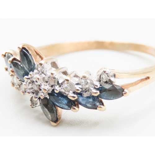 311 - Finely Detailed Sapphire and Diamond Set Cluster Ring Mounted in 9 Carat Yellow Gold Ring Size T and... 