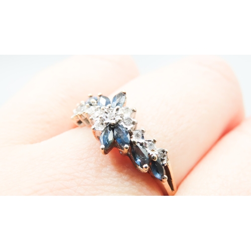 311 - Finely Detailed Sapphire and Diamond Set Cluster Ring Mounted in 9 Carat Yellow Gold Ring Size T and... 