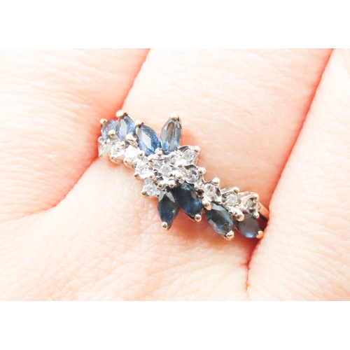 311 - Finely Detailed Sapphire and Diamond Set Cluster Ring Mounted in 9 Carat Yellow Gold Ring Size T and... 