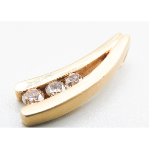 318 - Diamond Three Stone Channel Set Pendant Mounted in 18 Carat Yellow Gold 2.5cm High