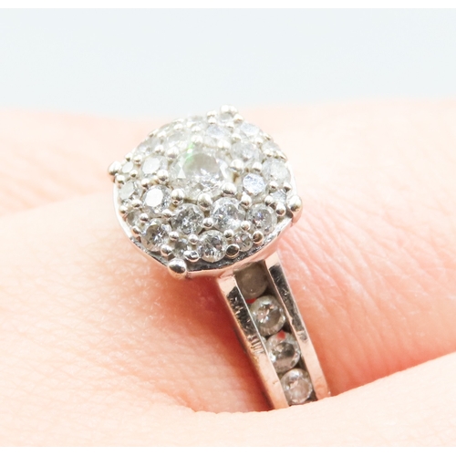 321 - Diamond Cluster Set Ring with Further Diamonds set to Shoulders Mounted in 18 Carat White Gold Ring ... 