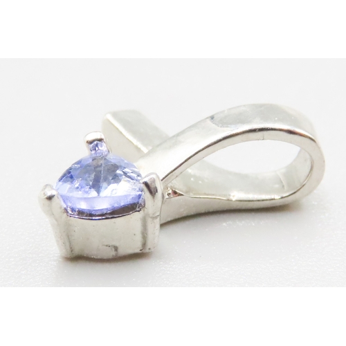 340 - Tanzanite Set Pendant Mounted in 9 Carat White Gold 1.5cm High