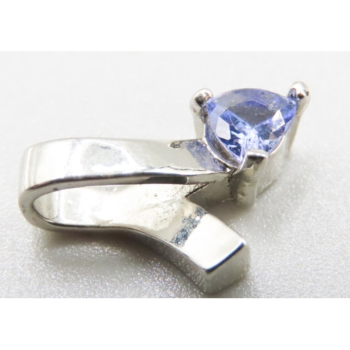 340 - Tanzanite Set Pendant Mounted in 9 Carat White Gold 1.5cm High