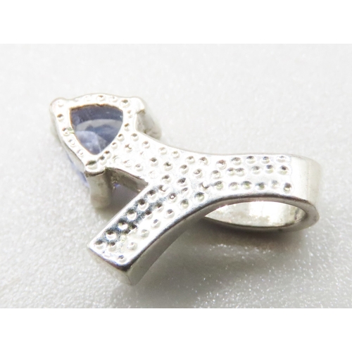 340 - Tanzanite Set Pendant Mounted in 9 Carat White Gold 1.5cm High