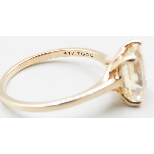 364 - Pale Citrine Solitaire Mounted in 10 Carat Yellow Gold Ring Size N and a Half