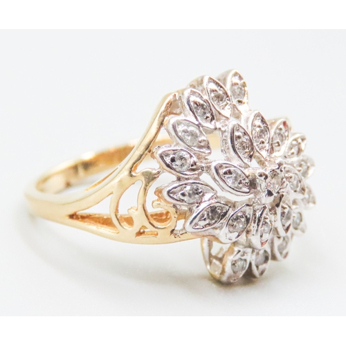 38 - Finely Detailed Diamond Set Cluster Ring Mounted in 10 Carat Yellow Gold Ring Size L