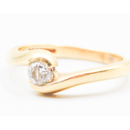 42 - Diamond Solitaire Half Bezel Set Twist Form Mounted in 18 Carat Yellow Gold Ring Size Q