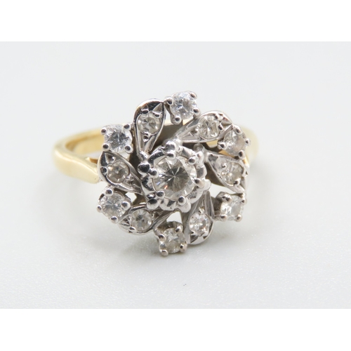 429 - Diamond Set Floral Motif Cluster Ring Set in 18 Carat Yellow Gold Ring Size J