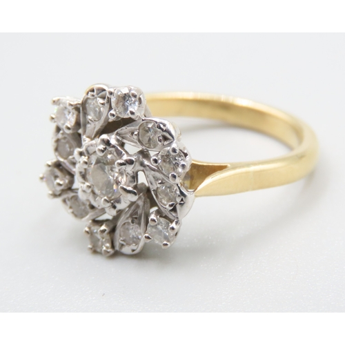 429 - Diamond Set Floral Motif Cluster Ring Set in 18 Carat Yellow Gold Ring Size J