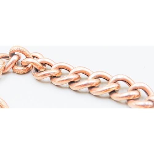 43 - 9 Carat Rose Gold Curb Link Bracelet Heart Padlock Clasp 19cm Long