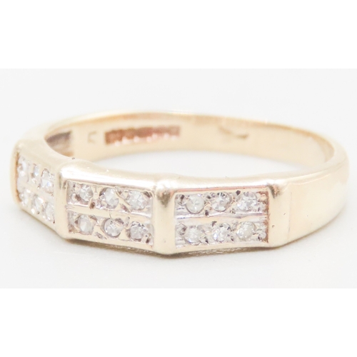 456 - Diamond Set Two Row Ring Mounted in 9 Carat Yellow Gold Ring Size L