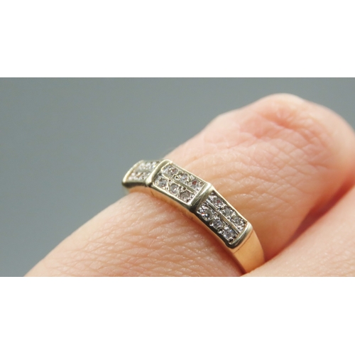 456 - Diamond Set Two Row Ring Mounted in 9 Carat Yellow Gold Ring Size L