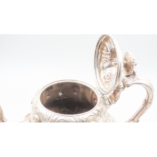 461 - Melon Form Silver Teapot Attractively Detailed