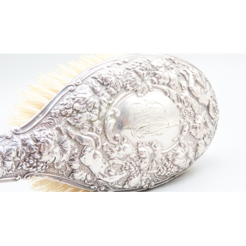 463 - Silver Hair Brush Embossed Decoration