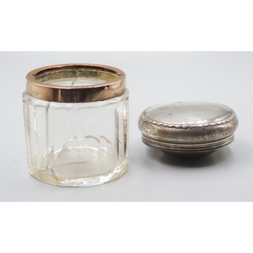 465 - Silver Topped Desk Jar Facet Cut Screw Top