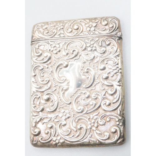 471 - Silver Card Holder Hinge Cover Embossed Decoration