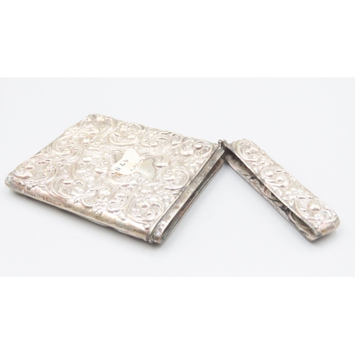 471 - Silver Card Holder Hinge Cover Embossed Decoration