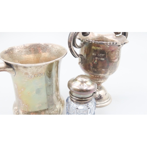 476 - Three Pieces of Silver Including Twin Handled Silver Presentation Cup and Other Items as Photographe... 