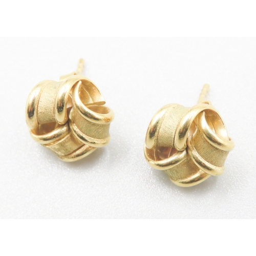 491 - Pair of 9 Carat Yellow Gold Knot Form Earrings 1cm High